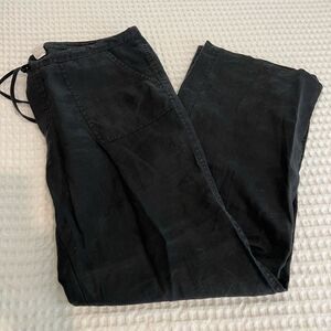 Victoria’s Secret London Jean Chino Wide Leg black Linen Pants size L